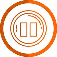 Pause Line Orange Circle Icon vector