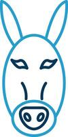 Burro línea azul dos color icono vector