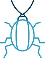 cucaracha línea azul dos color icono vector