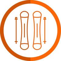 Skiing Line Orange Circle Icon vector