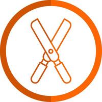 Grass Cutter Line Orange Circle Icon vector