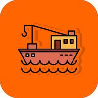 pescar barco lleno naranja antecedentes icono vector