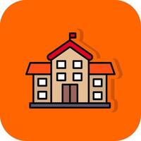 School Filled Orange background Icon vector