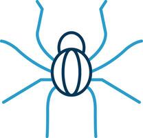 araña línea azul dos color icono vector