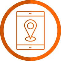 móvil GPS línea naranja circulo icono vector