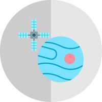 Uranus With Satellite Flat Scale Icon vector