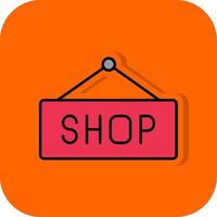 Shop Sign Filled Orange background Icon vector