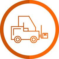 Forklift Line Orange Circle Icon vector