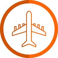 Plane Line Orange Circle Icon vector