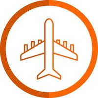 avión línea naranja circulo icono vector