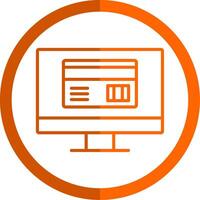 Online Payment Line Orange Circle Icon vector