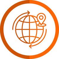 Worldwide Shipping Line Orange Circle Icon vector