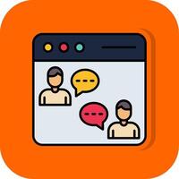 Online Chat Filled Orange background Icon vector