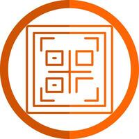 Qr Code Line Orange Circle Icon vector