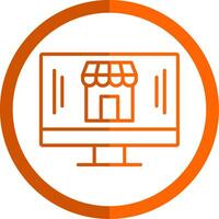 Online Store Line Orange Circle Icon vector