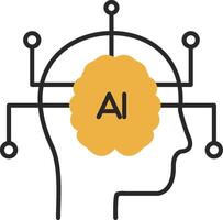 Artificial Intelligence Skined Filled Icon vector
