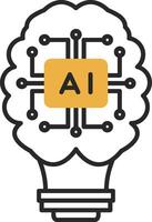 Artificial Intelligence Skined Filled Icon vector