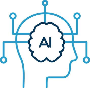 artificial inteligencia línea azul dos color icono vector