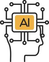 Artificial Intelligence Skined Filled Icon vector
