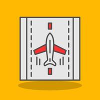 Landing Airplane Filled Shadow Icon vector