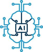 artificial inteligencia línea azul dos color icono vector