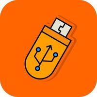 Usb Filled Orange background Icon vector