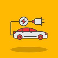 Electric Car Filled Shadow Icon vector