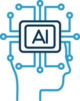 Artificial Intelligence Line Blue Two Color Icon vector