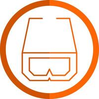 3d Glasses Line Orange Circle Icon vector