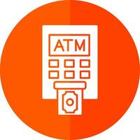 Atm Machine Glyph Red Circle Icon vector