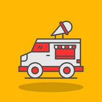 helado camioneta lleno sombra icono vector