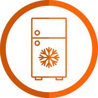 Refrigerator Line Orange Circle Icon vector