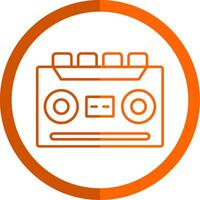 Cassette Recorder Line Orange Circle Icon vector