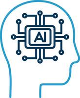 Artificial Intelligence Line Blue Two Color Icon vector