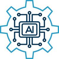 Artificial Intelligence Line Blue Two Color Icon vector