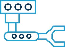 Industrial Robot Line Blue Two Color Icon vector