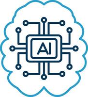 Artificial Intelligence Line Blue Two Color Icon vector