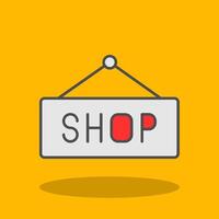 Shop Sign Filled Shadow Icon vector
