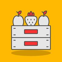 Fruta caja lleno sombra icono vector