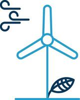 Wind Energy Line Blue Two Color Icon vector