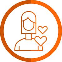 Self Love Line Orange Circle Icon vector