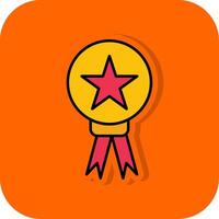 Star Medal Filled Orange background Icon vector