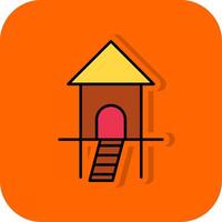 Hut Filled Orange background Icon vector