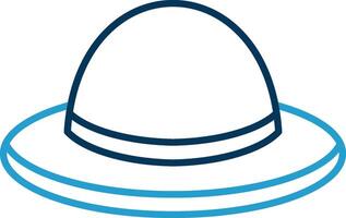 sombrero línea azul dos color icono vector
