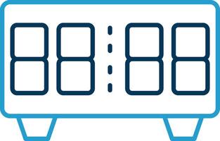 digital reloj línea azul dos color icono vector