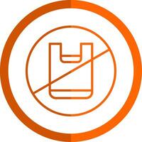 No Plastic Bag Line Orange Circle Icon vector