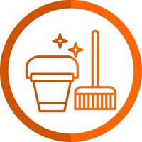 Cleaning Tools Line Orange Circle Icon vector