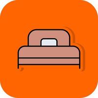 Single Bed Filled Orange background Icon vector