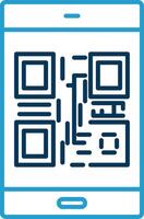 qr código línea azul dos color icono vector