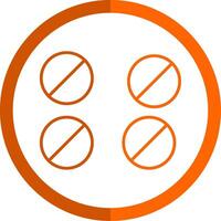 tabletas línea naranja circulo icono vector
